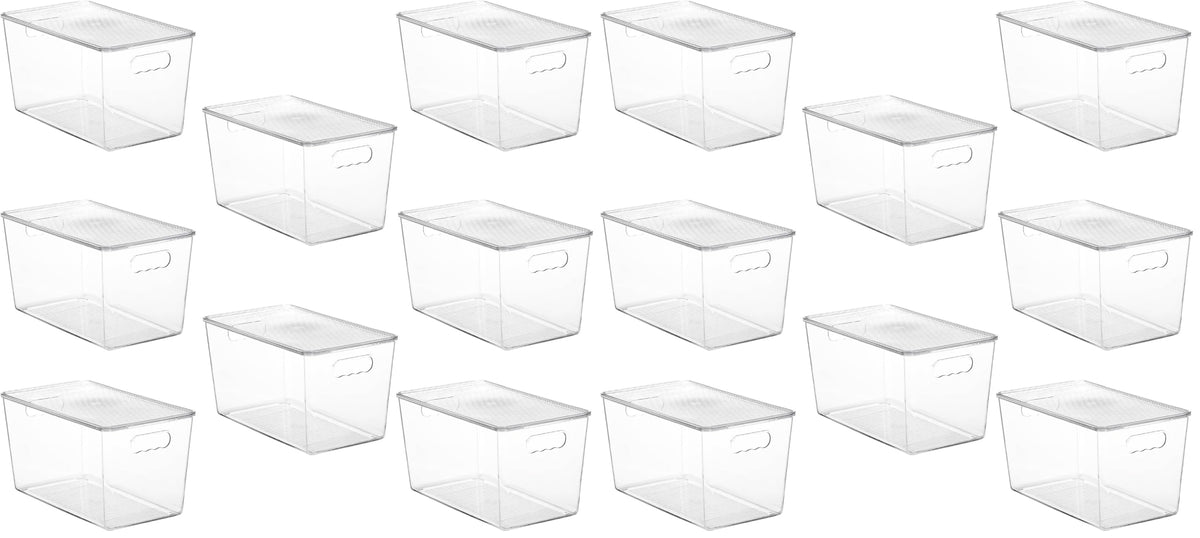 Vtopmart 6 Pack Clear Stackable Storage Bins with Lids and Handles, XLarge
