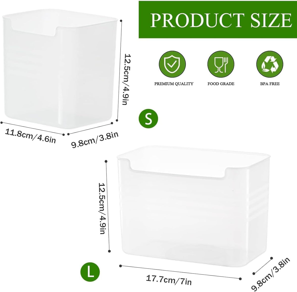 6 Pack Refrigerator Organizer Box, Plastic Refrigerator Side Door Storage Containers, Space-Saving Organizer Bins for Refrige, Refrige Drawers for Fruit and Vegetable (Clear,S×6)