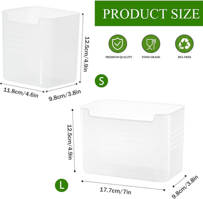 6 Pack Refrigerator Organizer Box, Plastic Refrigerator Side Door Storage Containers, Space-Saving Organizer Bins for Refrige, Refrige Drawers for Fruit and Vegetable (Clear,S×6)