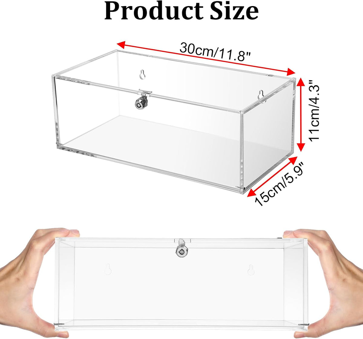 JUXYES Acrylic Clear Refrigerator Medicine Organizer Box with Lid and Lock