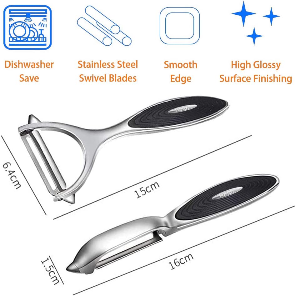 FUHUY Vegetable, Apple Peelers for kitchen, Fruit, Carrot, Veggie, Potatoes Peeler, Y-Shaped and I-Shaped Stainless Steel Peelers, with Ergonomic Non-Slip Handle & Sharp Blade, Good Sturdy (2PCS)