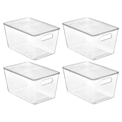Vtopmart 6 Pack Clear Stackable Storage Bins with Lids and Handles, XLarge