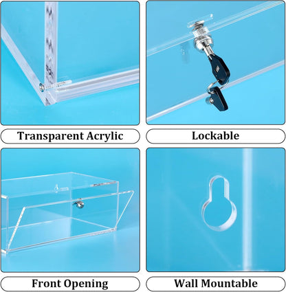 JUXYES Acrylic Clear Refrigerator Medicine Organizer Box with Lid and Lock