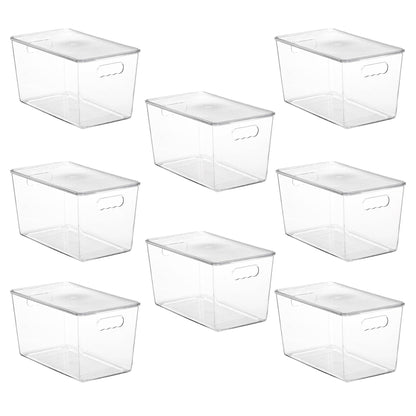 Vtopmart 6 Pack Clear Stackable Storage Bins with Lids and Handles, Medium