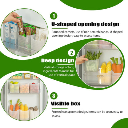 6 Pack Refrigerator Organizer Box, Plastic Refrigerator Side Door Storage Containers, Space-Saving Organizer Bins for Refrige, Refrige Drawers for Fruit and Vegetable (Clear,S×6)