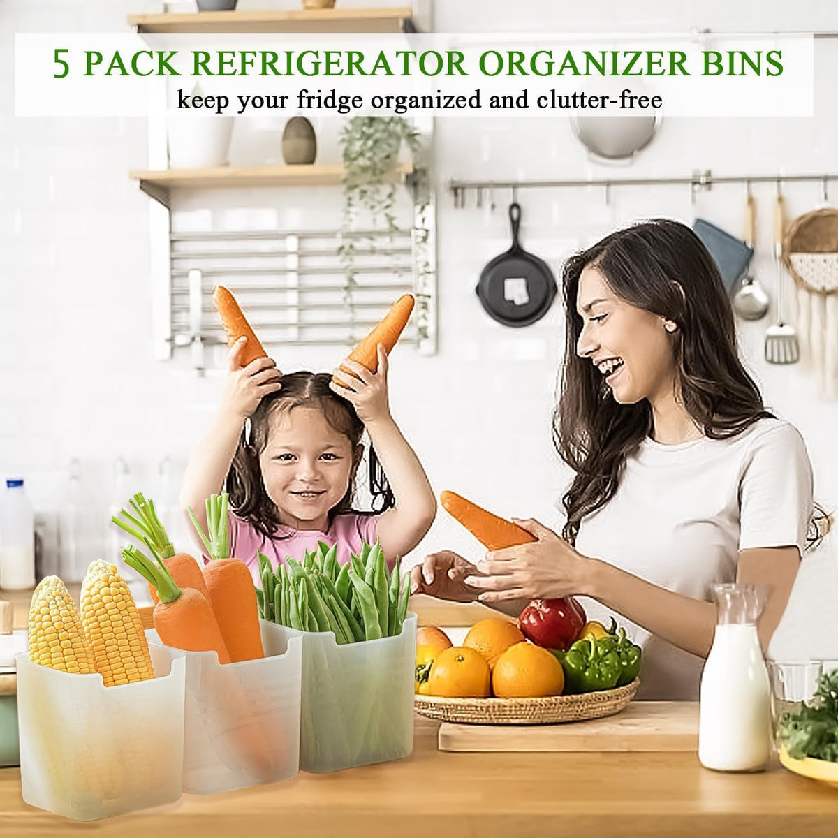 6 Pack Refrigerator Organizer Box, Plastic Refrigerator Side Door Storage Containers, Space-Saving Organizer Bins for Refrige, Refrige Drawers for Fruit and Vegetable (Clear,S×6)