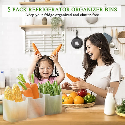 6 Pack Refrigerator Organizer Box, Plastic Refrigerator Side Door Storage Containers, Space-Saving Organizer Bins for Refrige, Refrige Drawers for Fruit and Vegetable (Clear,S×6)