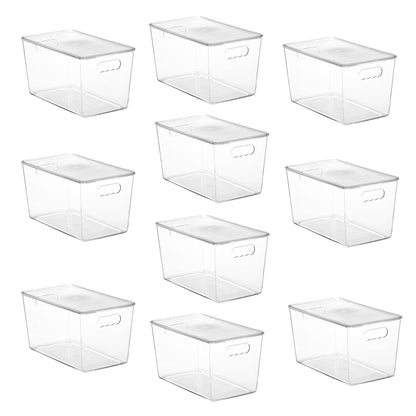 Vtopmart 6 Pack Clear Stackable Storage Bins with Lids and Handles, XLarge