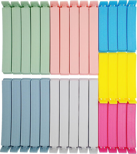 Yarall 32 PCS Plastic Chip Clips for Food Packages, Curved Design Sealing Bag Clips for Food, Kitchen and Home, 2 Sizes(4.3inch x 20, 3.1inch x 12)