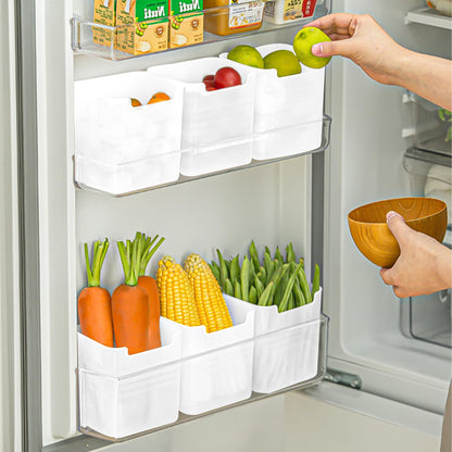 6 Pack Refrigerator Organizer Box, Plastic Refrigerator Side Door Storage Containers, Space-Saving Organizer Bins for Refrige, Refrige Drawers for Fruit and Vegetable (Clear,S×6)