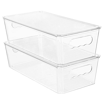 Vtopmart 2pcs Clear Stackable Storage Bins with Lids