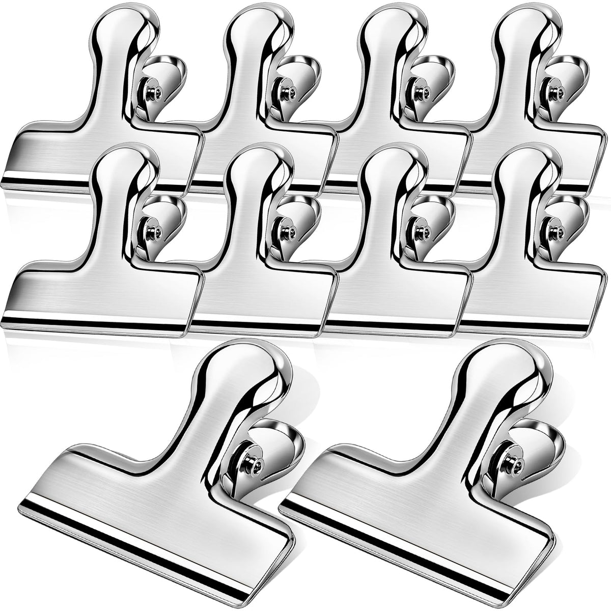 Bag Clips, 8 Pack Chip Clips Heavy Duty Snack Bread Coffee Clip, Air Tight Seal Food Clip Large Clamp Office Paper Clamps for Food Packages, Kitchen, Office, Home, Fridge Black