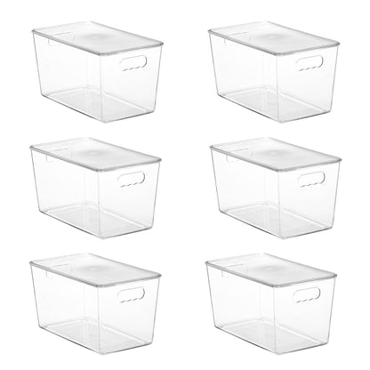 Vtopmart 6 Pack Clear Stackable Storage Bins with Lids and Handles, Medium
