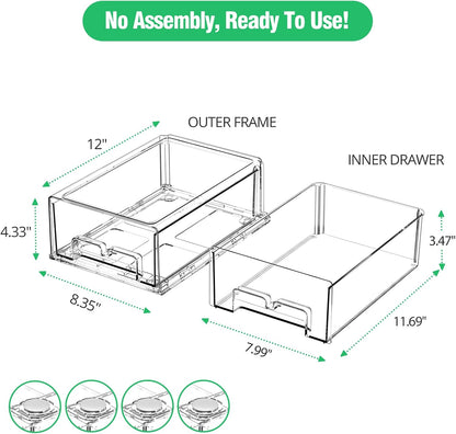 damynuo 2 Pack Fridge Drawer Organizer, Refrigerator Organizers and Storage