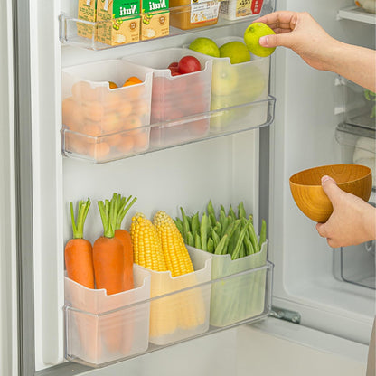 6 Pack Refrigerator Organizer Box, Plastic Refrigerator Side Door Storage Containers, Space-Saving Organizer Bins for Refrige, Refrige Drawers for Fruit and Vegetable (Clear,S×6)