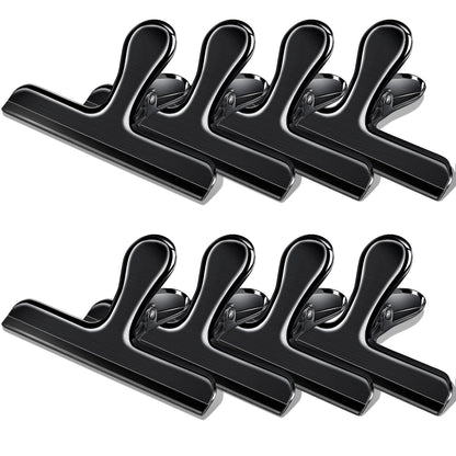 Bag Clips, 8 Pack Chip Clips Heavy Duty Snack Bread Coffee Clip, Air Tight Seal Food Clip Large Clamp Office Paper Clamps for Food Packages, Kitchen, Office, Home, Fridge Black