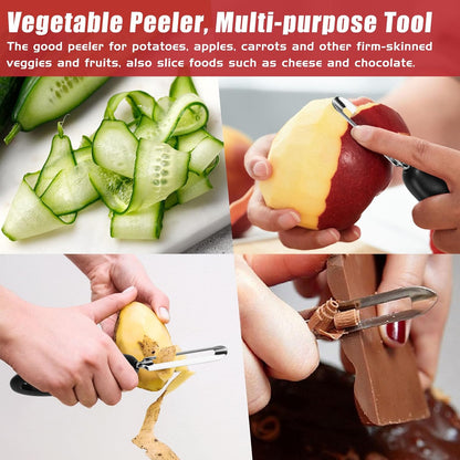 Professional #1071 Vegetable Peeler, Stainless Steel Fruit Potato Peeler, Swivel Vegetable Peeler with Easy Grip Ergonomic Handle & Ultra Sharp Stainless Steel Blades, 7 1/4 Inch Black