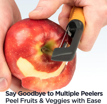 Deiss PRO Swivel Vegetable Peeler - Sharp Stainless Steel Peeler With Easy Non-Slip Hand Grip, Potato Peelers For Kitchen, Fruit, Carrot, Apple, Veggie, Kiwi, Durable, And Dishwasher Safe (ORANGE)