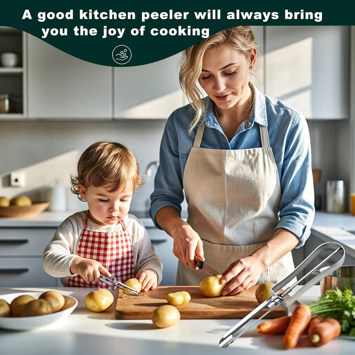 Potato Peelers for Kitchen, 2 Pcs, Just Like Mom's old steel Peeler