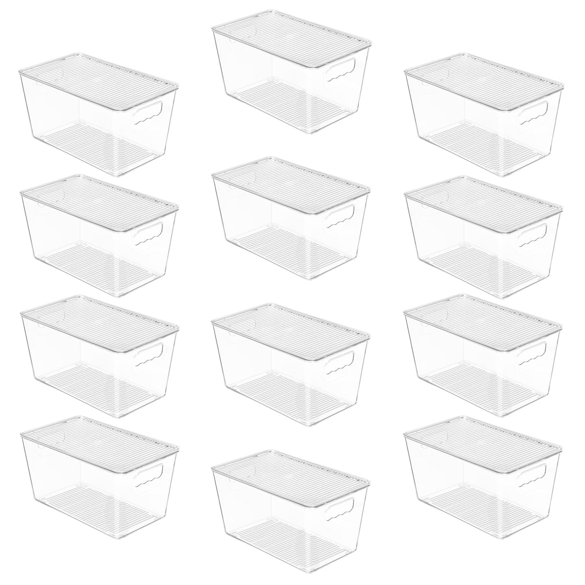 Vtopmart 6 Pack Clear Stackable Storage Bins with Lids and Handles, Medium