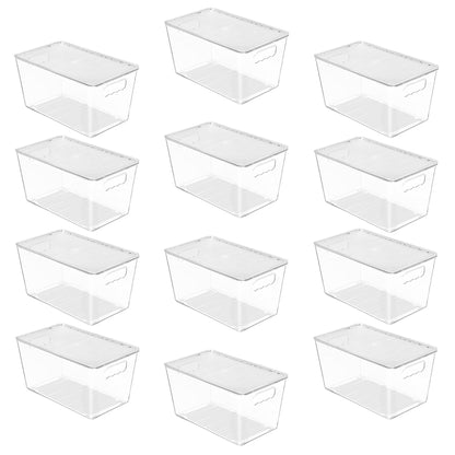 Vtopmart 6 Pack Clear Stackable Storage Bins with Lids and Handles, Medium