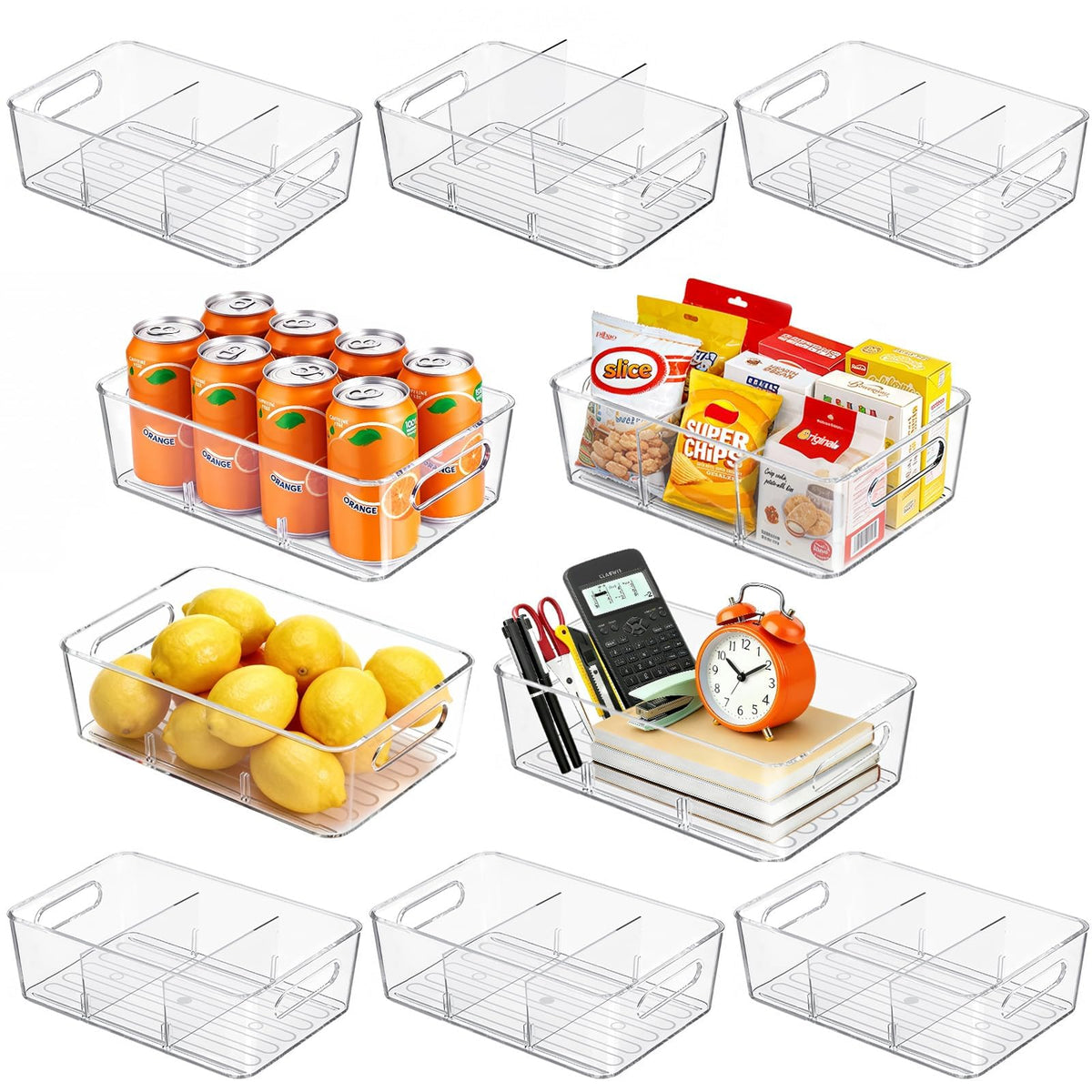 Mpotmiy 6-Pack Pantry Organizers and Storage, Clear Fridge Organizer Bins
