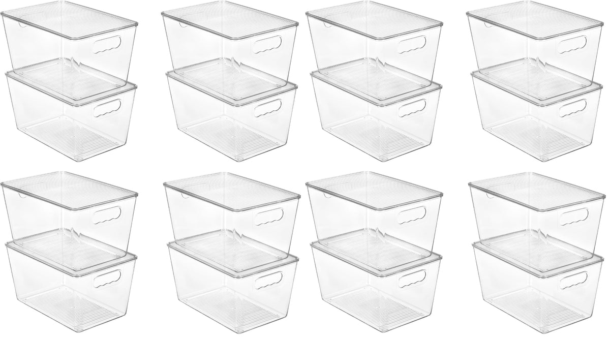Vtopmart 6 Pack Clear Stackable Storage Bins with Lids and Handles, XLarge