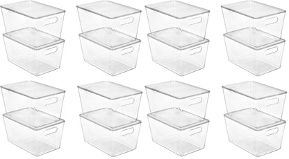 Vtopmart 6 Pack Clear Stackable Storage Bins with Lids and Handles, XLarge