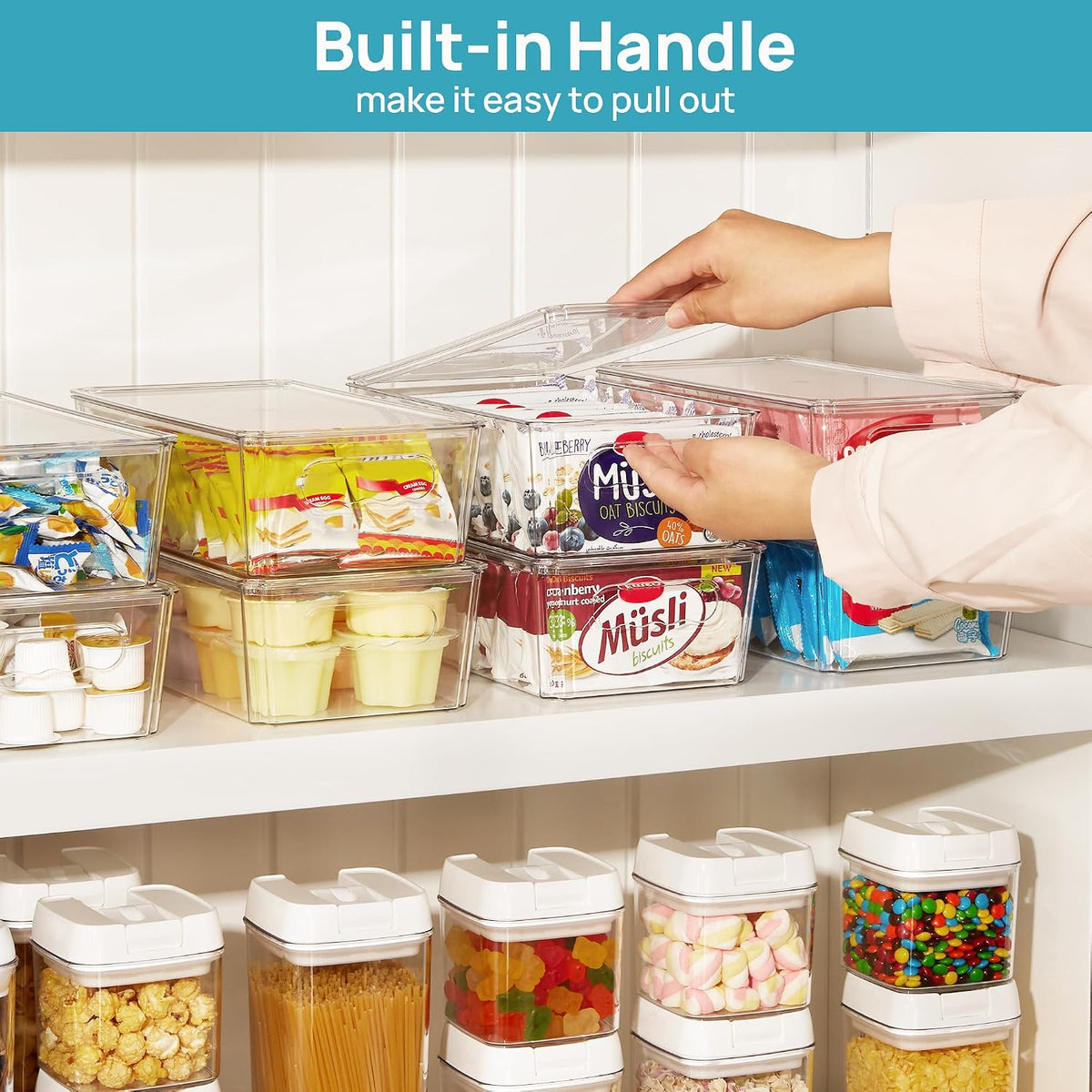 Vtopmart 2pcs Clear Stackable Storage Bins with Lids