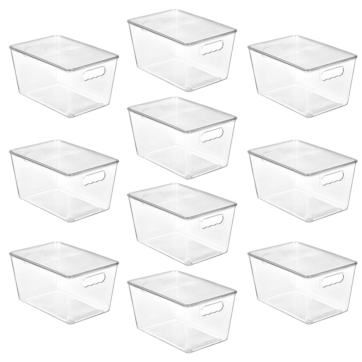 Vtopmart 6 Pack Clear Stackable Storage Bins with Lids and Handles, Medium