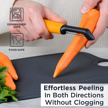 Deiss PRO Swivel Vegetable Peeler - Sharp Stainless Steel Peeler With Easy Non-Slip Hand Grip, Potato Peelers For Kitchen, Fruit, Carrot, Apple, Veggie, Kiwi, Durable, And Dishwasher Safe (ORANGE)