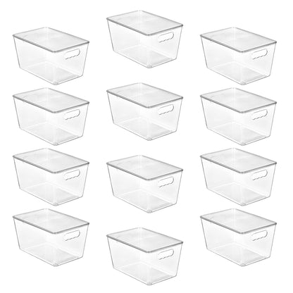 Vtopmart 6 Pack Clear Stackable Storage Bins with Lids and Handles, XLarge