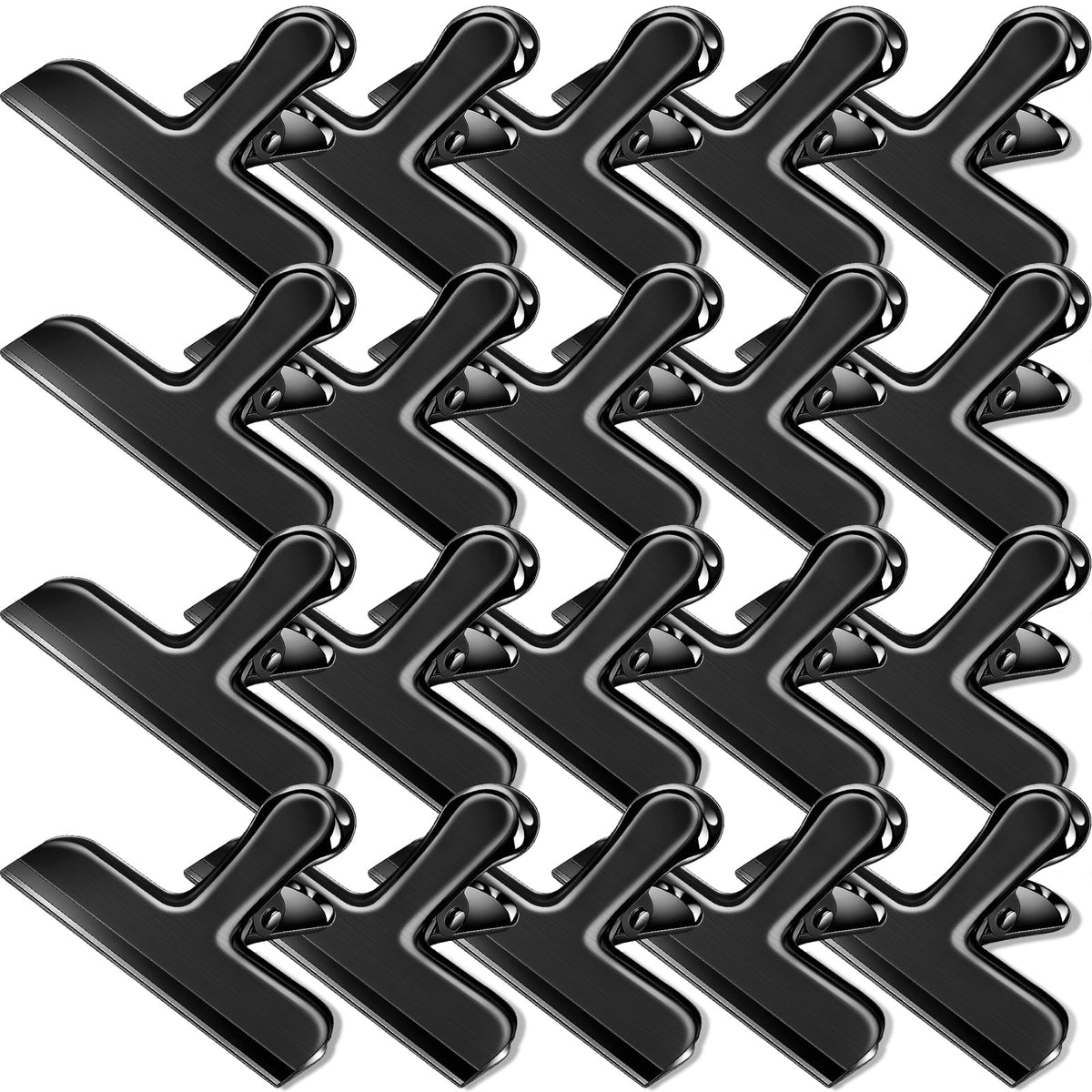 Bag Clips, 8 Pack Chip Clips Heavy Duty Snack Bread Coffee Clip, Air Tight Seal Food Clip Large Clamp Office Paper Clamps for Food Packages, Kitchen, Office, Home, Fridge Black