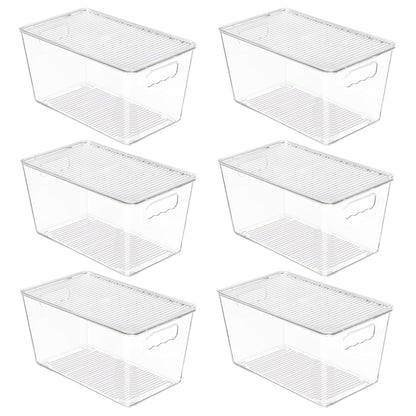 Vtopmart 6 Pack Clear Stackable Storage Bins with Lids and Handles, Medium