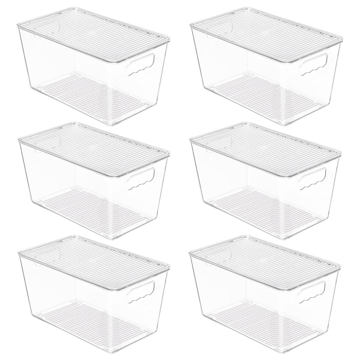 Vtopmart 6 Pack Clear Stackable Storage Bins with Lids and Handles, XLarge