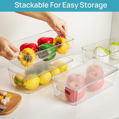 Vtopmart 2pcs Clear Stackable Storage Bins with Lids