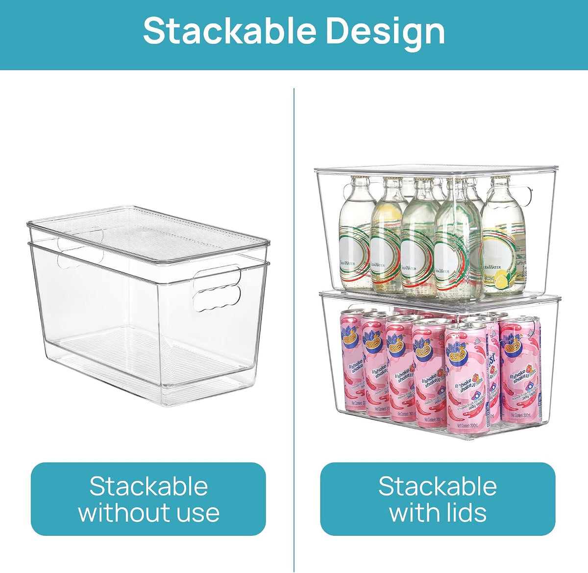 Vtopmart 6 Pack Clear Stackable Storage Bins with Lids and Handles, XLarge