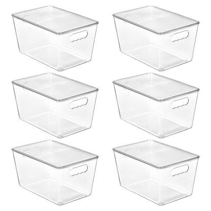 Vtopmart 6 Pack Clear Stackable Storage Bins with Lids and Handles, Medium