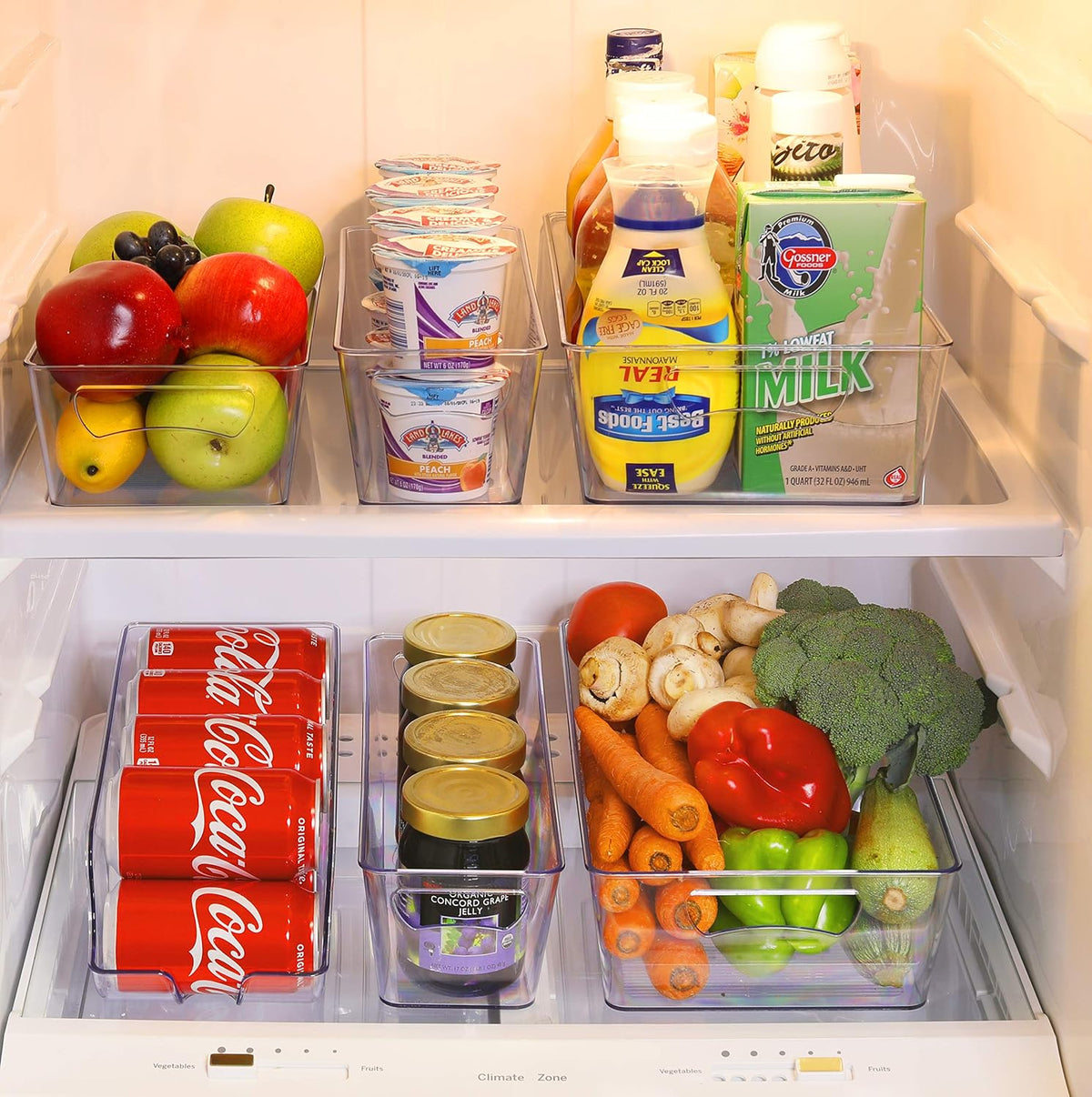 Simple Houseware Refrigerator Storage Organizer Bins, Assorted Set of 6