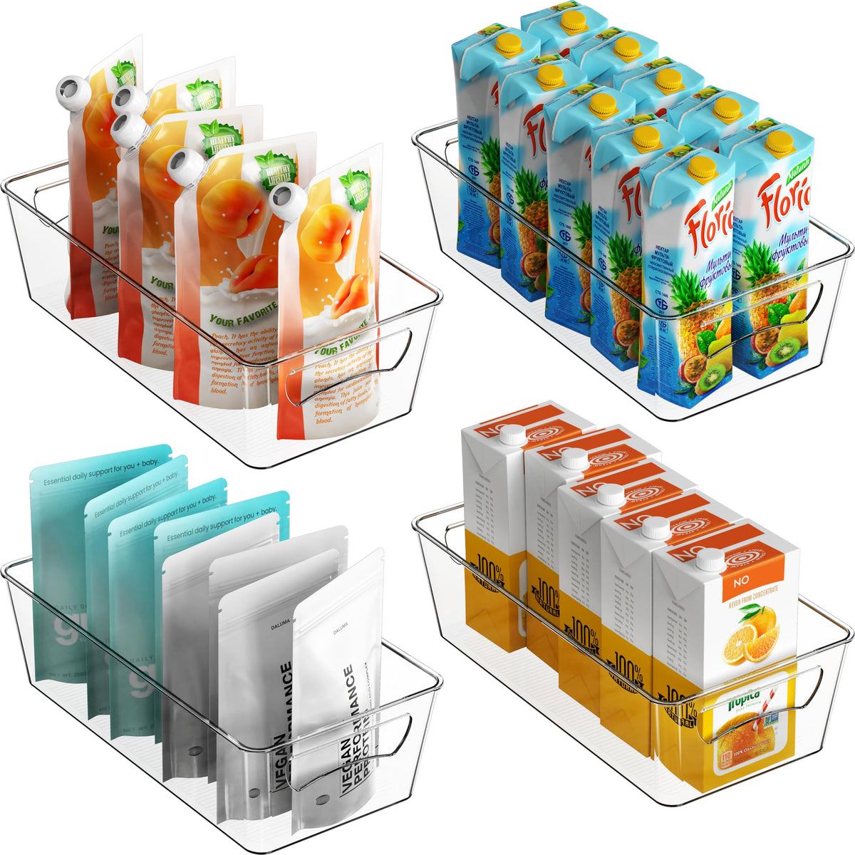 Simple Houseware Refrigerator Storage Organizer Bins, Assorted Set of 6